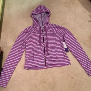 NWT Light Weight Striped Zip -Up Hoodie